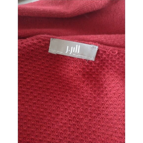 J Jill Waffle Knit Cardigan Sweater Size M Soft Preppy Business Holiday Tie - Picture 8 of 8